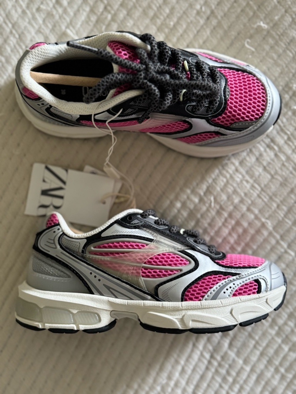 Zara Pink, Silver & Black Kids' Athletic Sneakers